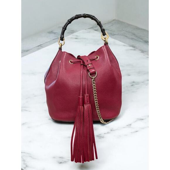 Gucci Handbags - GUCCI Miss Bamboo Pebble Calfskin Bucket Bag